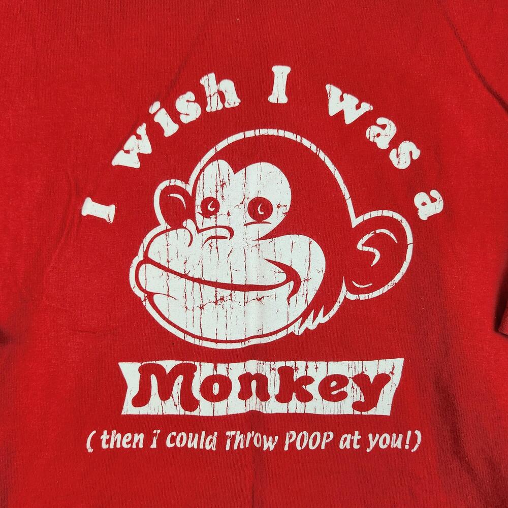 Vintage Monkey Shirt Mens XL Red Funny Graphic Novelty I Was a Monkey Joke Y2K